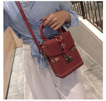 Load image into Gallery viewer, Rivet Handbags Box Package Square Bag Korean Version of the Wild Messenger Bag Square Mobile Messenger Bag C40