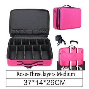 LHLYSGS Brand Cosmetic Case Suitcases Multi-storey Large Professional Makeup Bag Women Beauty Storage Organizer Cosmetic Bag