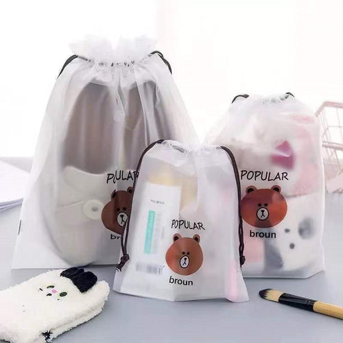 Fashion Brown Transparent Cosmetic Travel Makeup Case Women Zipper Make Up Bath Organizer Storage Pouch Culture Wash Beaut Kit