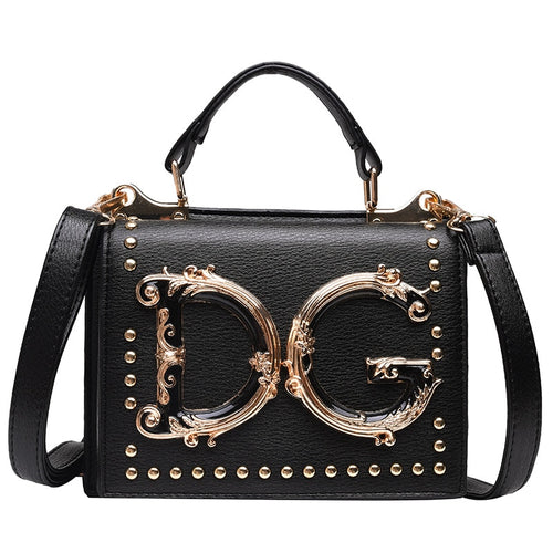 Luxury Fashion Rivet Handbag Women Metal Letter Shoulder Bag Famous Designer Ladies Crossbody Messenger Bag Female Bolsa