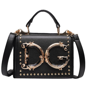 Luxury Fashion Rivet Handbag Women Metal Letter Shoulder Bag Famous Designer Ladies Crossbody Messenger Bag Female Bolsa