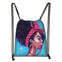 Load image into Gallery viewer, cute afro brown girl drawstring bag female travel bag American Africa women causal backpack fashion storage bag