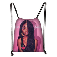 Load image into Gallery viewer, cute afro brown girl drawstring bag female travel bag American Africa women causal backpack fashion storage bag