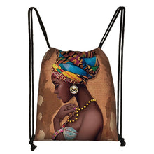 Load image into Gallery viewer, cute afro brown girl drawstring bag female travel bag American Africa women causal backpack fashion storage bag