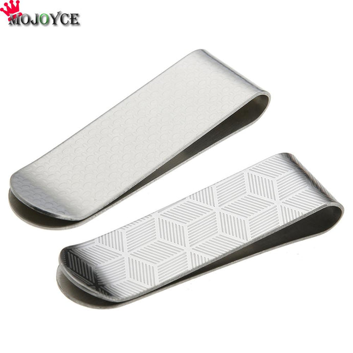 Metal Stainless Steel Money Clips Folder Stripe Print Silver Cash Clamp Holder Wallet Slim Card ID Money Clips Men Women